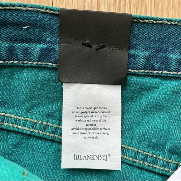 NWT Blank NYC Vintage High-Rise Blue Green Distressed Shorts - Picture 12 of 13